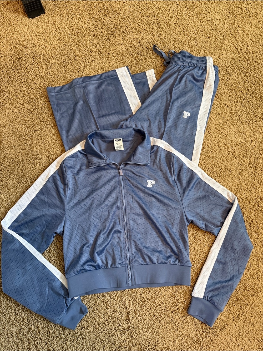 PINK Victoria's Secret Matching Blue Zip-Up Athletic Jacket and Pants XS